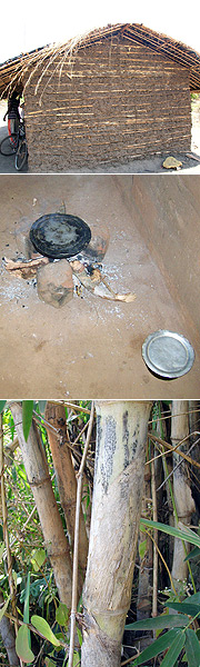Acima e abaixo, cenas de Moçambique: casa de pau-a-pique, fogão improvisado e bambu nativo (Foto:  Divulgação)