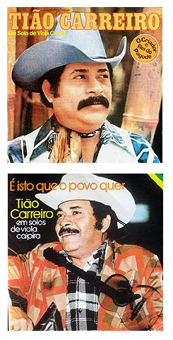 Reprodução de capas de discos de Tião Carreiro: polirritmia incomum na música caipira (Fotos: Reprodução)
