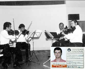 O Quarteto Unicamp com Raimundinho, Yaro, Gualberto e Lars, em 1978. Primeira identidade funcional de Yaro, emitida em 72 e assinada por Zeferino Vaz