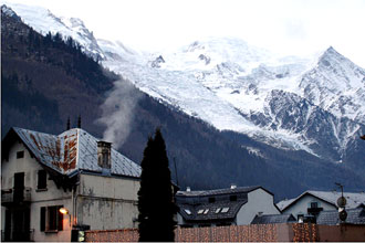 Vista do Mont Blanc a partir de Chamonix, nos Alpes franceses